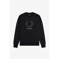 блуза,мъжки,горнища,с,качулка,fred,perry,men,s,mid,logo,crew,sweatshirt,black,102