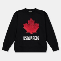 блуза,dsquared2,kids,dsq,maple,crew,sweatshirt,black,red,dq900
