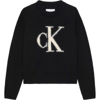 промоция,на,зимни,облекла,calvin,klein,jeans,fluffy,monogram,sweater,black,beh