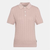 пуловер,дамски,плетени,дрехи,дамски,топове,barbour,hartland,short,sleeve,polo,neck,jumper,primrose,pink