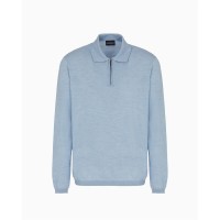 блуза,с,яка,облекла,на,разпродажба,мъжки,тениски,emporio,armani,men's,long,sleeve,polo,shirt,blue,melange