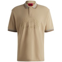 блуза,с,яка,облекла,на,разпродажба,мъжки,тениски,hugo,checkered,flag,embroidered,polo,top,beige,272