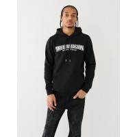 суичър,мъжки,ежедневни,облекла,мъжки,горнища,с,качулка,true,religion,painted,horseshoe,puff,print,hoodie,black