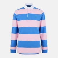 блуза,с,яка,облекла,на,разпродажба,мъжки,тениски,polo,ralph,lauren,men's,stripe,rugby,polo,shirt,pink,blue