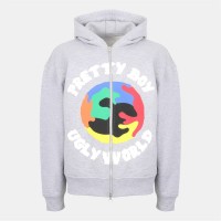 суичър,облекла,на,разпродажба,мъжки,ежедневни,облекла,мъжки,горнища,с,качулка,pretty,boy,ugly,world,mens,cotton,long,sleeve,oversized,fit,zip,hoodie,grey,m