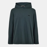 суичър,boss,mens,boss,bodywear,waffle,loungewear,hoodie,with,logo,detail,open,green,345