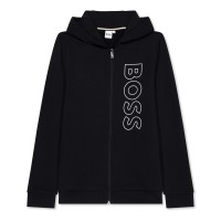 юношески,суичър,детски,облекла,boss,large,logo,zip,hoodie,juniors,black,09b