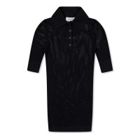 блуза,с,яка,дамски,топове,off,white,knit,polo,top,black