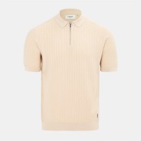 мъжки,блузи,с,яка,firetrap,quarter,zip,short,sleeve,ribbed,knit,polo,beige