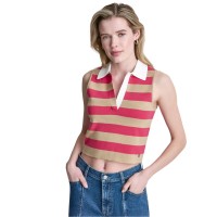 дамска,блуза,dkny,womens,striped,sleeveless,polo,sweater,travt,punch,wh