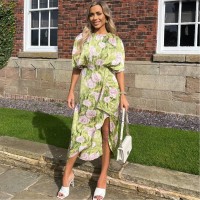 пола,дамски,поли,и,рокли,ax,paris,green,floral,satin,batwing,top,wrap,skirt,midi,dress,green