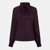 дамски,ризи,nobodys,child,women,s,tie,neck,long,sleeve,blouse,red