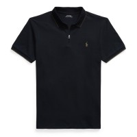 риза,с,къс,ръкав,мъжки,тениски,polo,ralph,lauren,men,s,zipped,short,sleeve,shirt,polo,black