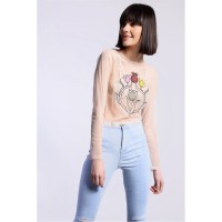 фланелка,с,дълъг,ръкав,дамски,ризи,glamorous,long,sleeve,top,nude