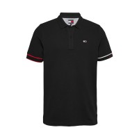 блуза,с,яка,мъжки,тениски,tommy,jeans,men,s,tj,slim,flag,short,sleeve,polo,shirt,black