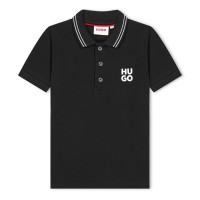 юношеска,блуза,с,яка,детски,облекла,hugo,stacked,logo,polo,shirt,juniors,black,09b
