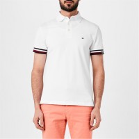 блуза,с,яка,мъжки,тениски,tommy,hilfiger,men's,monotype,flag,cuff,slim,fit,short,sleeve,polo,shirt,white