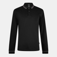 блуза,с,яка,мъжки,тениски,boss,men,s,h,pleins,black,long,sleeve,polo,shirt,black,001