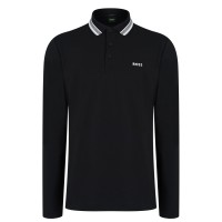 блуза,с,яка,мъжки,тениски,boss,men's,plisy,tipped,collar,cotton,long,sleeve,polo,shirt,black,002