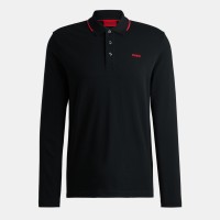 блуза,с,яка,мъжки,тениски,hugo,mens,hugo,derriko,long,sleeve,polo,shirt,with,logo,detail,black,001