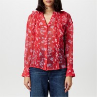 дамски,ризи,french,connection,women's,alesandra,long,sleeve,blouse,cayenne,red