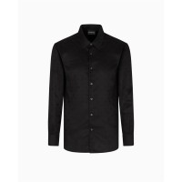 облекла,на,разпродажба,мъжки,ризи,emporio,armani,men's,long,sleeve,patterned,shirt,black,aop,fc218