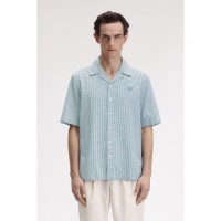 риза,с,къс,ръкав,мъжки,ризи,fred,perry,men,s,gingham,short,sleeve,shirt,light,smoke,353