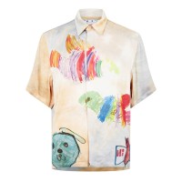 облекла,на,разпродажба,мъжки,ризи,off,white,cartoon,print,short,sleeved,shirt,beige,mlt,6184