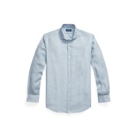 облекла,на,разпродажба,мъжки,ризи,polo,ralph,lauren,custom,fit,mallet,print,linen,shirt,blue,mallet