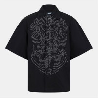 риза,с,къс,ръкав,облекла,на,разпродажба,мъжки,ризи,off,white,men's,short,sleeve,relaxed,fit,shirt,black,white