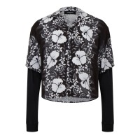 облекла,на,разпродажба,мъжки,ризи,dsquared2,men's,floral,short,sleeve,patterned,shirt,black,and,white
