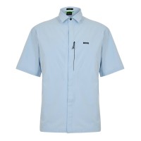 риза,облекла,на,разпродажба,мъжки,ризи,boss,men's,short,sleeve,plain,shirt,open,blue,460
