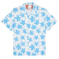 облекла,на,разпродажба,мъжки,ризи,ps,paul,smith,men's,floral,short,sleeve,patterned,shirt,white,blue