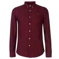 риза,с,дълъг,ръкав,farah,oxford,long,sleeve,shirt,burgundy