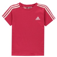 тениска,бебешки,облекла,детски,тениски,adidas,3,stripe,essential,t,shirt,pink,white