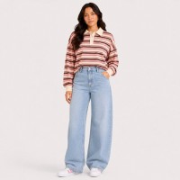 блуза,с,яка,дамски,топове,i,saw,it,first,striped,polo,top,multi