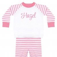 детска,пижама,бебешки,облекла,детски,пижами,larkwood,unisex,kids,striped,cotton,long,sleeve,pyjama,set,pink,white