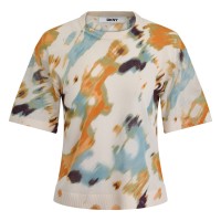 дамски,ризи,dkny,women's,short,sleeve,blouse,sunburst,floral