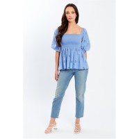 дамски,ризи,дамски,облекла,размер,be,you,broderie,square,neck,top,blue