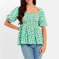 дамски,ризи,дамски,облекла,размер,be,you,square,neck,puff,slv,top,green,floral