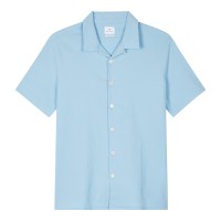 риза,ps,paul,smith,men,s,seersucker,short,sleeve,plain,shirt,blue,40a