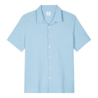 риза,облекла,на,разпродажба,мъжки,ризи,ps,paul,smith,men's,seersucker,short,sleeve,plain,shirt,blue,40a
