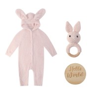 бебешки,облекла,hello,world,baby,girl,bunny,romper,and,rattle,gift,pink