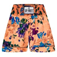къси,панталони,дамски,къси,панталони,off,white,satin,logo,patch,shorts,peach,orange