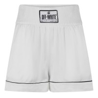 къси,панталони,дамски,къси,панталони,off,white,satin,logo,patch,shorts,white