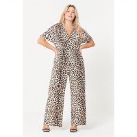 дамски,поли,и,рокли,дамски,облекла,размер,be,you,beyou,animal,print,wide,leg,jumpsuit,womens,brown