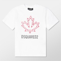 юношеска,тениска,детски,3/4,панталони,dsquared2,logo,t,shirt,juniors,white,dq100