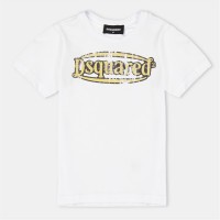 юношеска,тениска,детски,3/4,панталони,dsquared2,logo,t,shirt,juniors,white,dq100