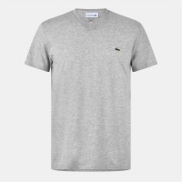 тениска,облекла,на,разпродажба,мъжки,тениски,lacoste,v,neck,t,shirt,silver,chine