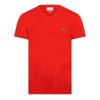 тениска,облекла,на,разпродажба,мъжки,тениски,lacoste,men's,v,neck,t,shirt,red